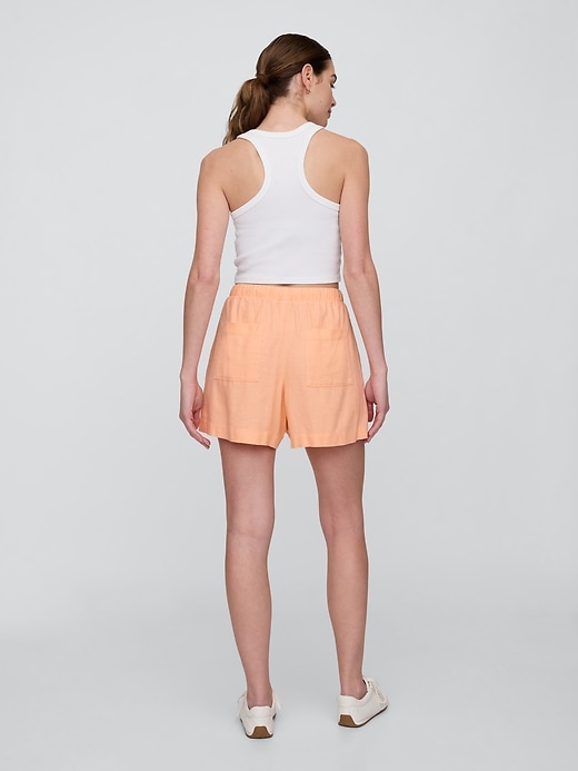 Image number 4 showing, 4" Mid Rise Pull-On Linen-Blend Shorts