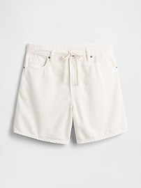 High Rise Soft Pull-On Midi Denim Shorts