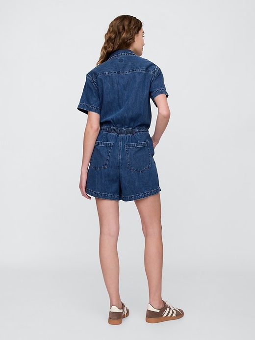 Image number 2 showing, Collared Denim Romper