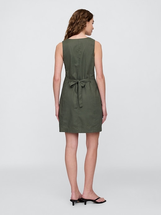 Image number 2 showing, Linen-Blend Button-Front Mini Dress