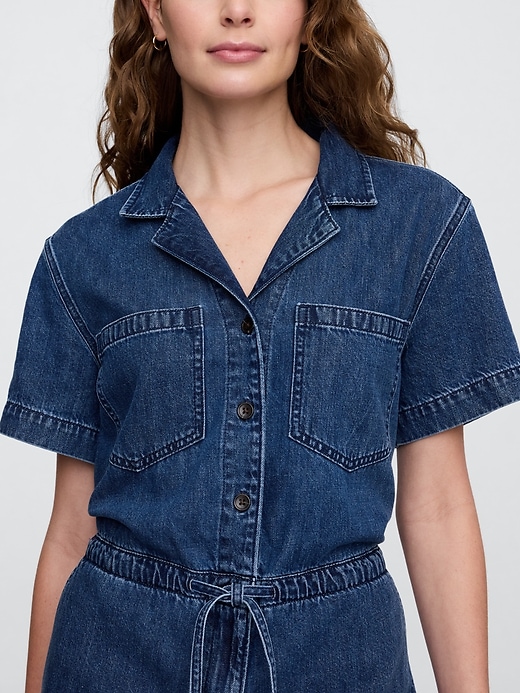 Image number 3 showing, Collared Denim Romper