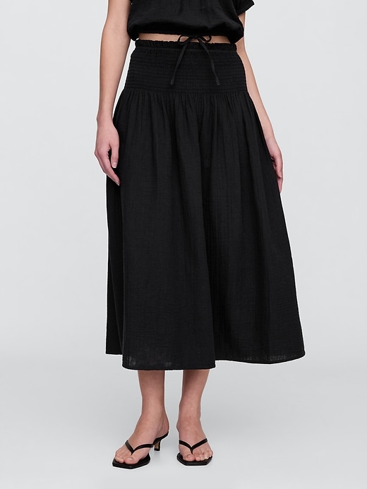 Image number 3 showing, Smocked Gauze Maxi Skirt