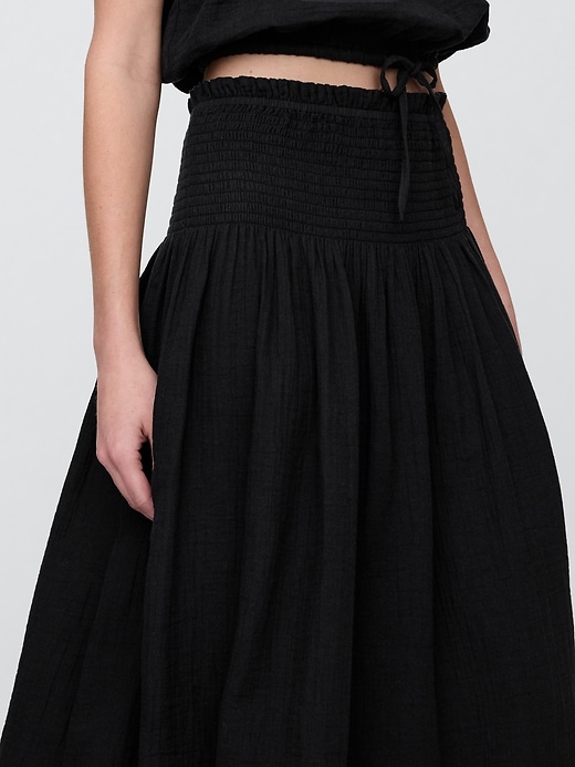 Image number 4 showing, Smocked Gauze Maxi Skirt