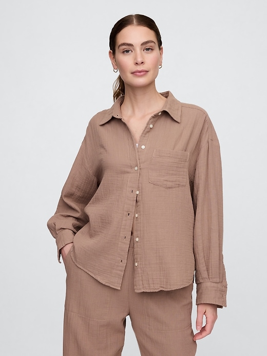 Image number 1 showing, Gauze Big Shirt