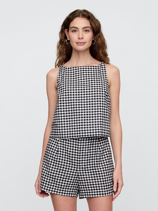 Image number 1 showing, Linen-Blend Apron Top