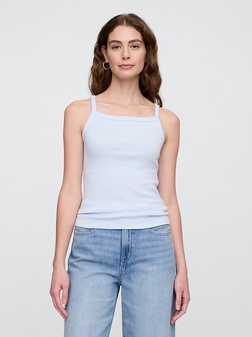 Image number 1 showing, Ribbed Squareneck Tank Top
