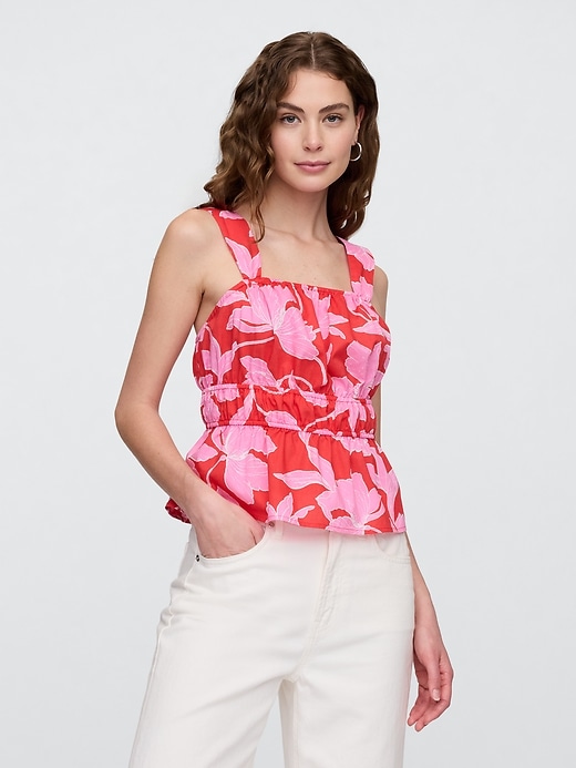 Image number 1 showing, Smocked Cropped Squareneck Top