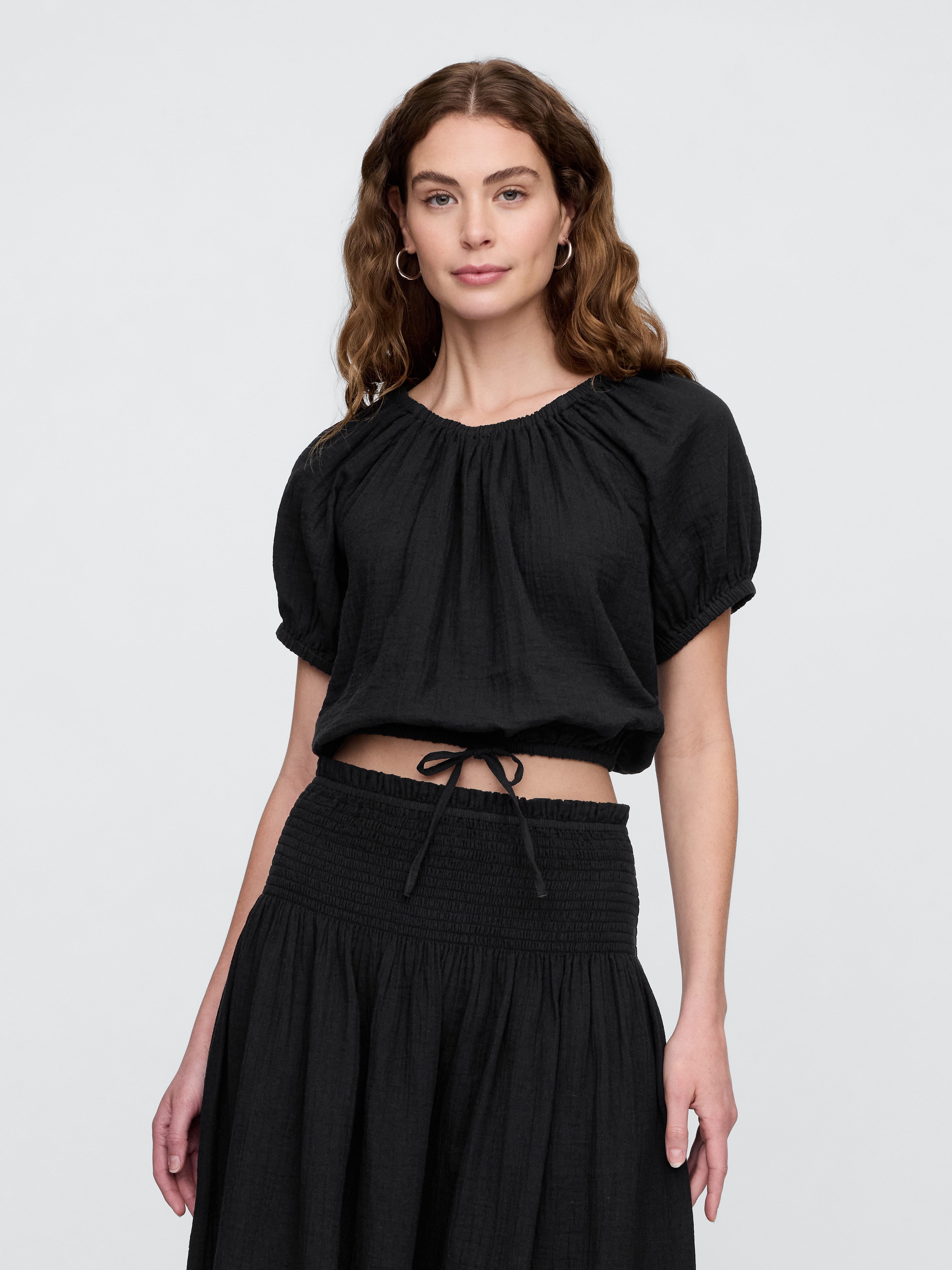 トップス LOUISEARTSWEAT Relaxed Gauze Tie-Hem Top | Gap Factory