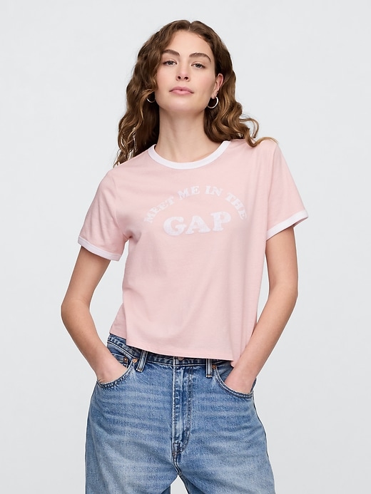 Image number 1 showing, Shrunken Graphic Ringer T-Shirt