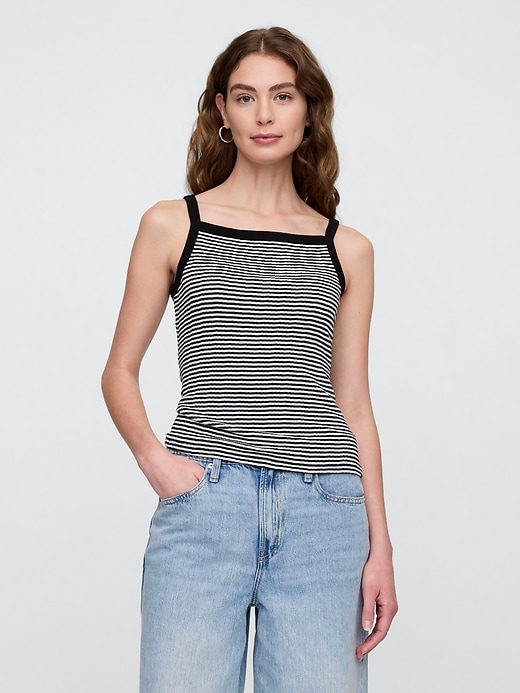 Image number 1 showing, Ribbed Stripe Squareneck Tank Top