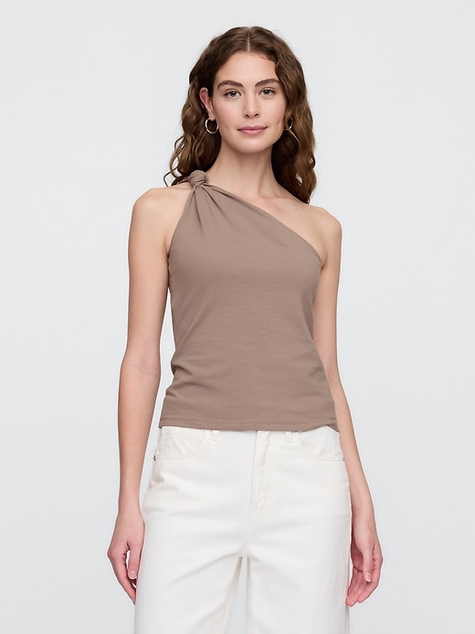 Image number 1 showing, One-Shoulder Stretch-Jersey Tank Top