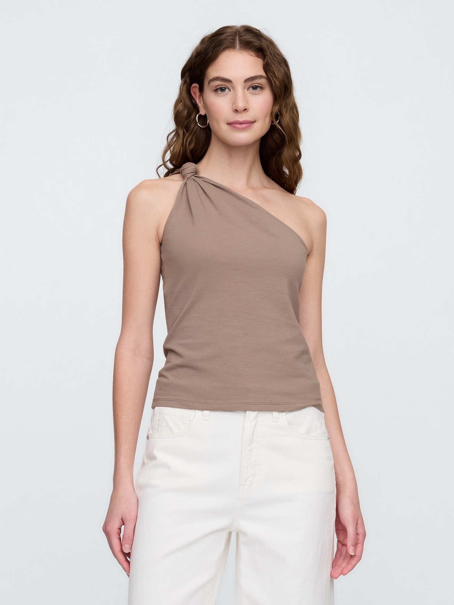 One-Shoulder Stretch-Jersey Tank Top