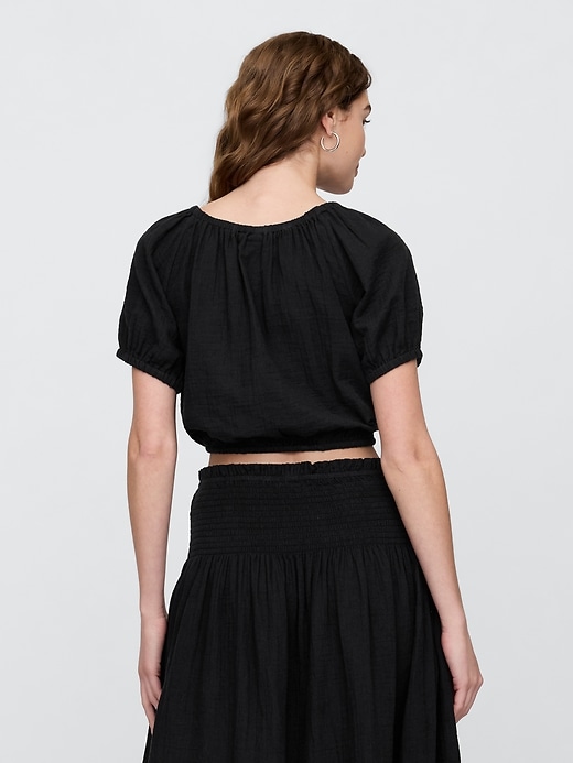 Image number 2 showing, Relaxed Gauze Tie-Hem Top