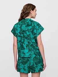 Relaxed Gauze Splitneck Top