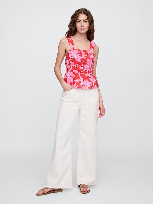 Image number 3 showing, Smocked Cropped Squareneck Top