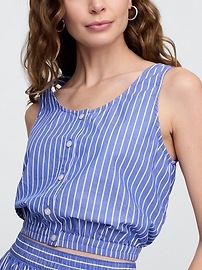Poplin Cropped Scoopneck Top