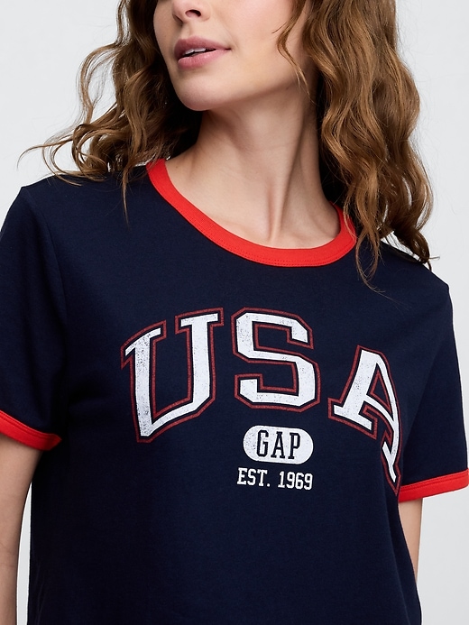 Image number 4 showing, Shrunken Graphic Ringer T-Shirt