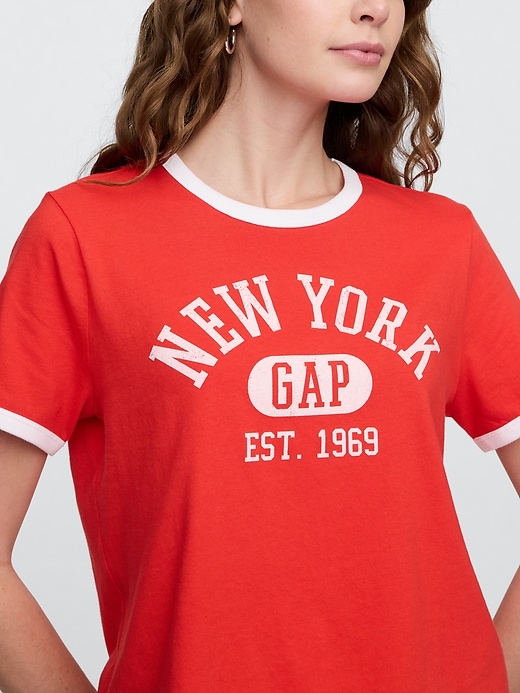 Image number 4 showing, Shrunken Graphic Ringer T-Shirt