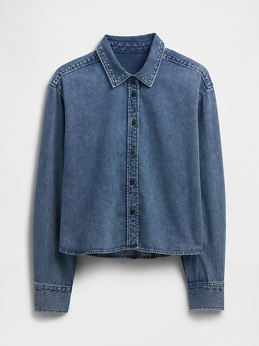 Image number 5 showing, Oversized Cropped Denim Shirt