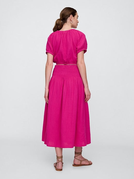 Image number 2 showing, Smocked Gauze Maxi Skirt