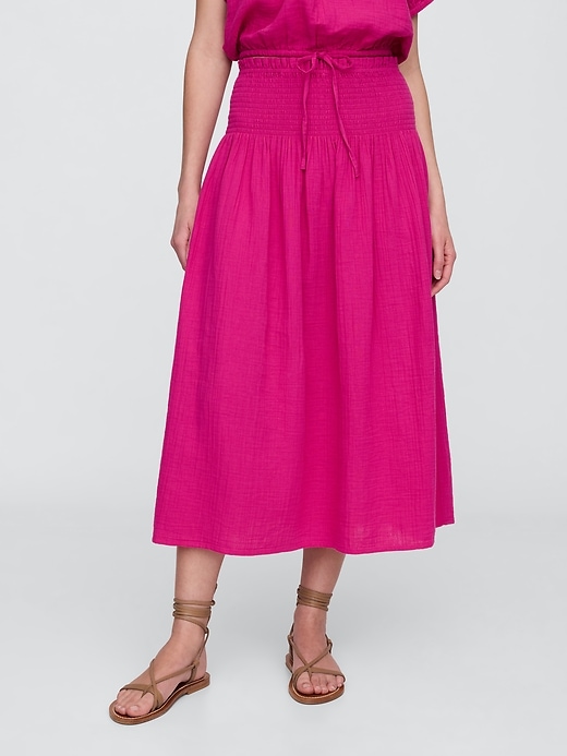 Image number 3 showing, Smocked Gauze Maxi Skirt