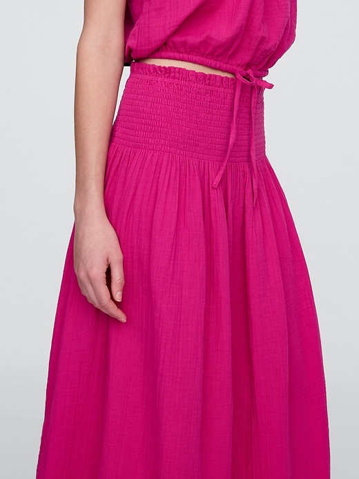 Image number 4 showing, Smocked Gauze Maxi Skirt