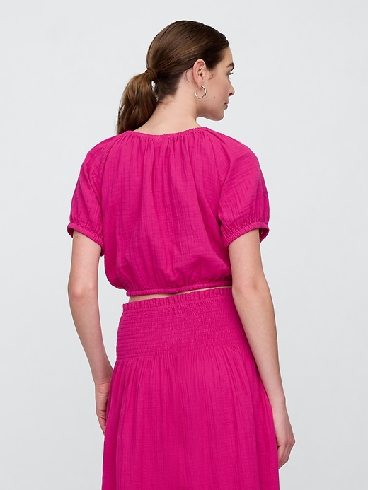Image number 2 showing, Relaxed Gauze Tie-Hem Top