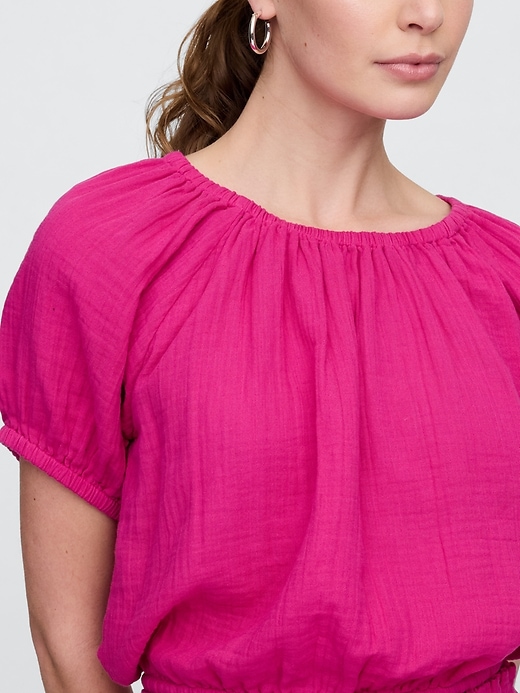 Image number 4 showing, Relaxed Gauze Tie-Hem Top