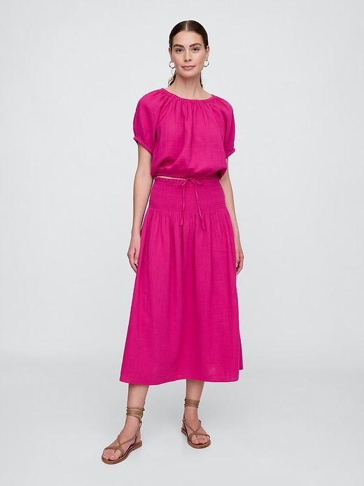 Image number 1 showing, Smocked Gauze Maxi Skirt