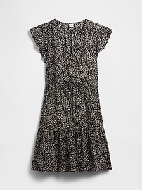 Flutter Sleeve Tie-Waist Mini Dress
