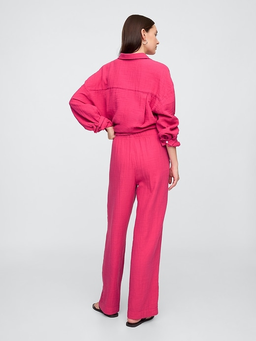 Image number 4 showing, Mid Rise Gauze Pull-On Wide-Leg Pants
