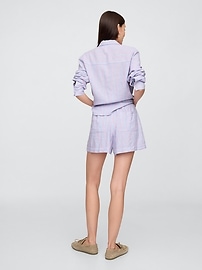 4" Mid Rise Pull-On Linen-Blend Shorts