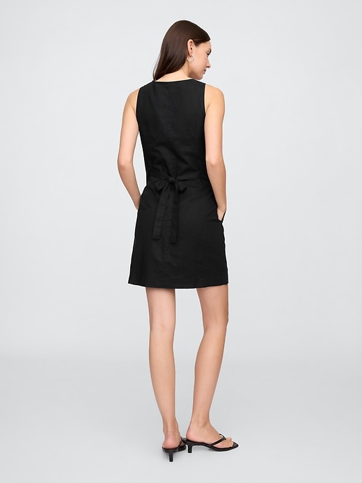 Image number 2 showing, Linen-Blend Button-Front Mini Dress