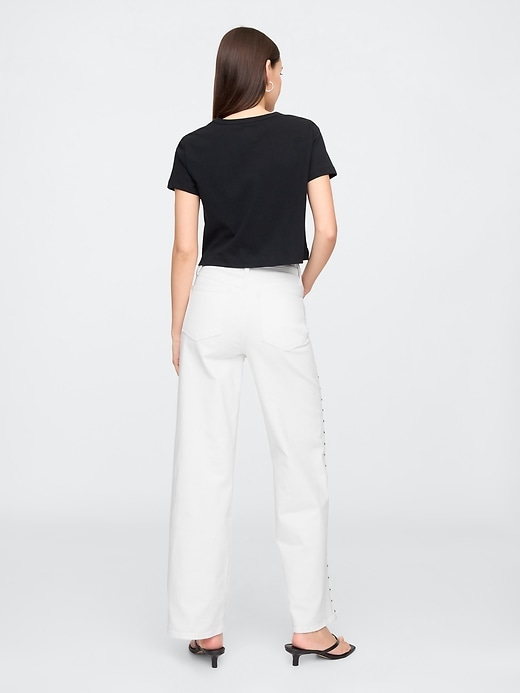 Image number 4 showing, High Rise Studded Wide-Leg Jeans