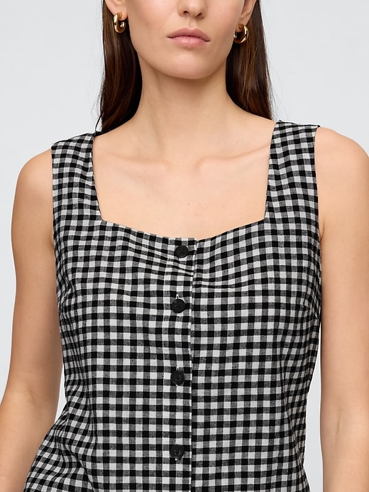 Image number 3 showing, Linen-Blend Button-Front Mini Dress