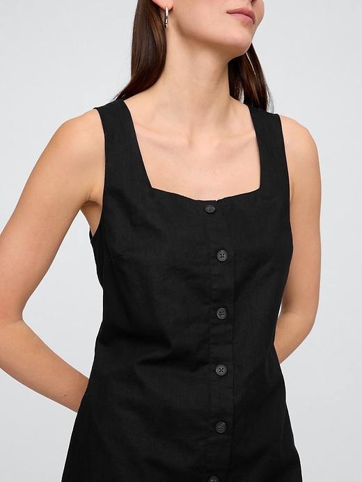 Image number 3 showing, Linen-Blend Button-Front Mini Dress