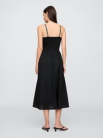 Smocked Dip-Waist Midi Dress