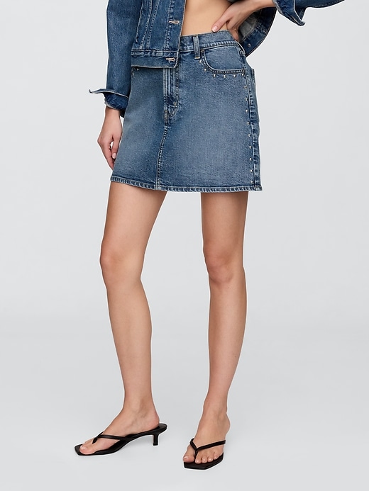 Image number 3 showing, Studded Denim Mini Skirt
