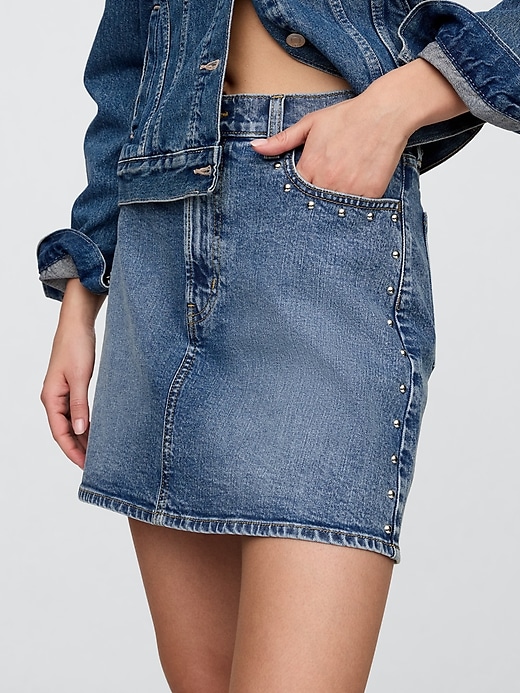 Image number 4 showing, Studded Denim Mini Skirt