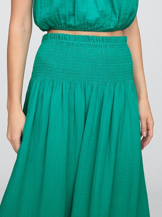 Image number 4 showing, Smocked Gauze Maxi Skirt