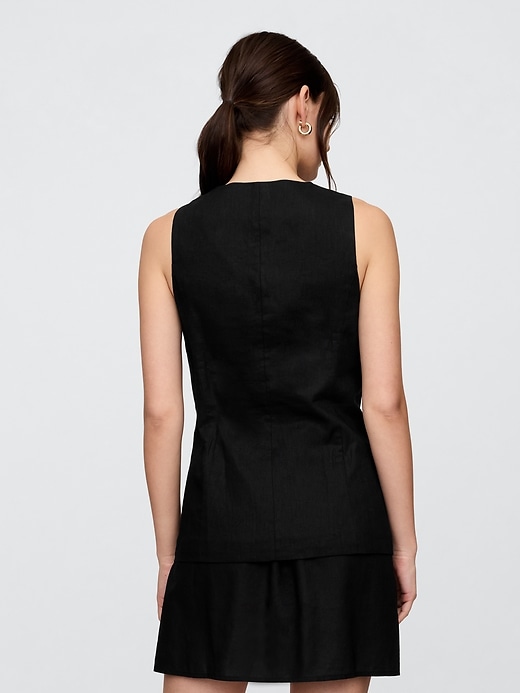 Image number 2 showing, Longline Linen-Blend Vest