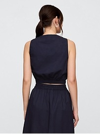 Poplin Cropped Scoopneck Top