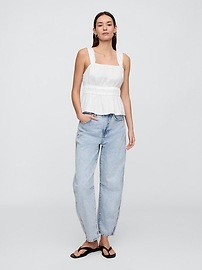 Smocked Cropped Squareneck Top