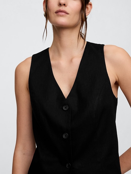 Image number 4 showing, Longline Linen-Blend Vest
