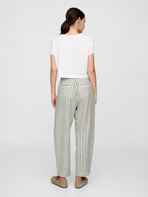 Image number 4 showing, Mid Rise Linen-Blend Barrel Pants