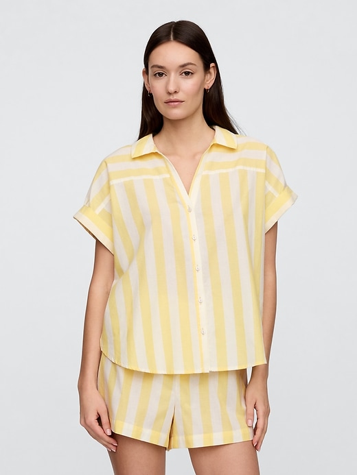 Image number 1 showing, Relaxed Stripe Poplin PJ Shirt