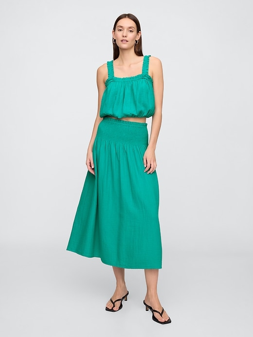 Image number 1 showing, Smocked Gauze Maxi Skirt