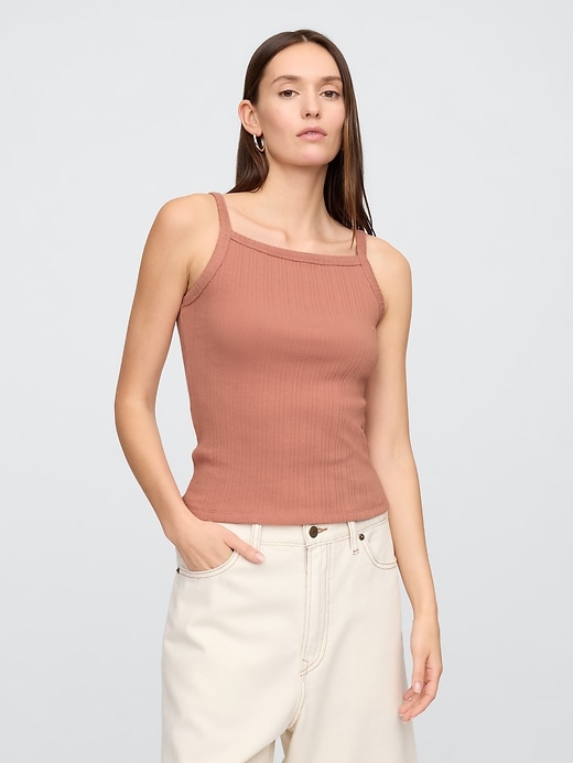 Image number 1 showing, Ribbed Squareneck Tank Top