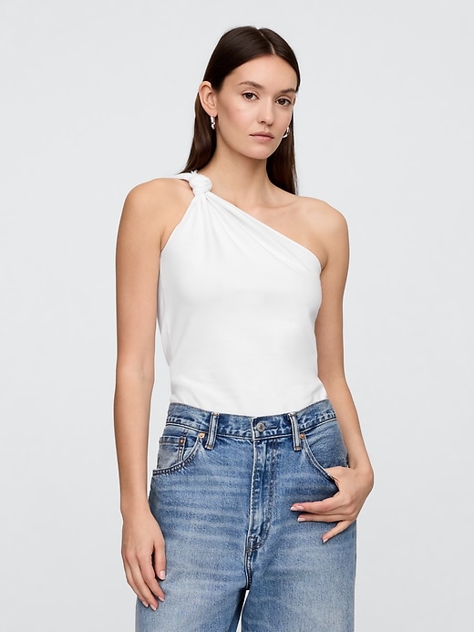 Image number 1 showing, One-Shoulder Stretch-Jersey Tank Top
