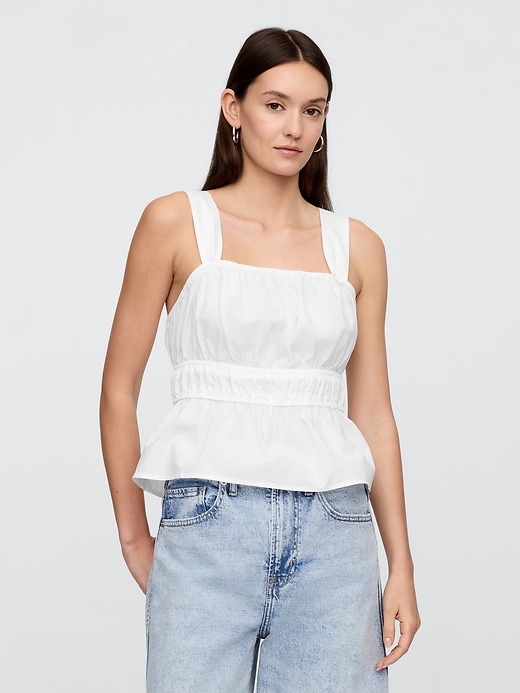 Image number 1 showing, Smocked Cropped Squareneck Top